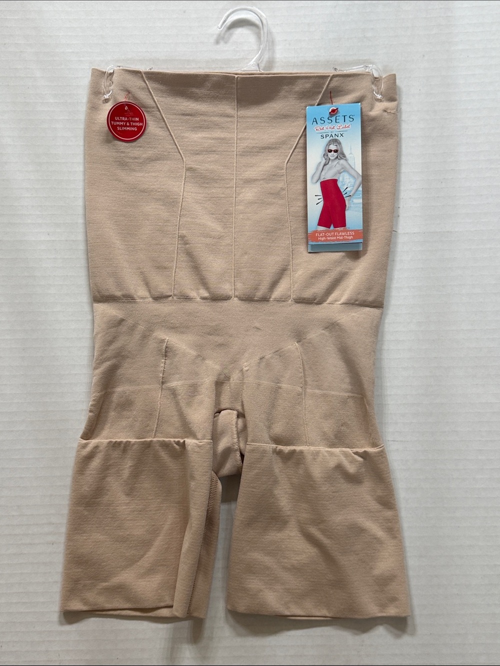 NWT SPANX Assets Red Hot Label Beige High Waist Mid Thigh Mefium